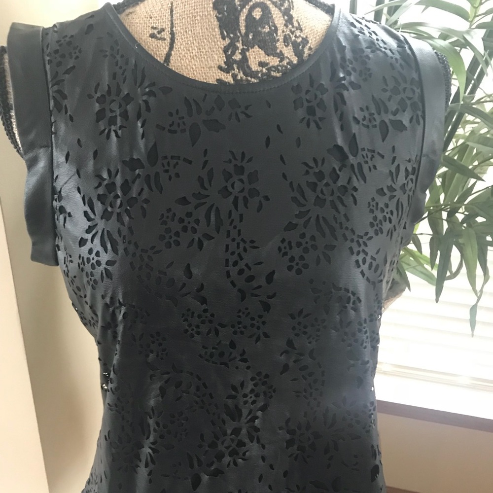 Faux leather cutout sleeveless top
